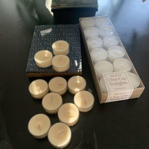 Partylite Vanilla Citron Tealights (11)-- RETIRED + 24 white clear cup tealights